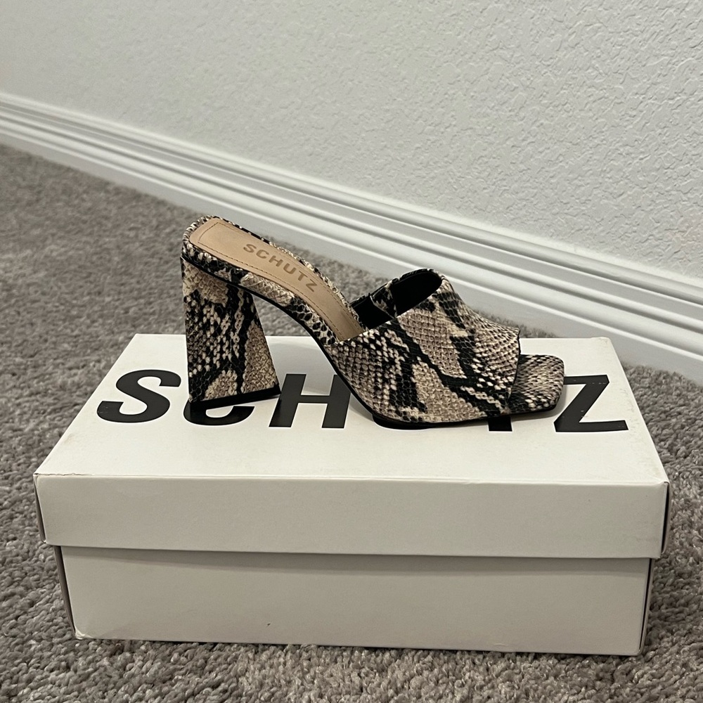 Schutz Lizah Snake-Embossed Leather Sandal